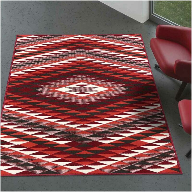 

diseño moderno alfombra 60x110 cm de entrada rectangular BC APACHE Negro adecuado para calefacción por suelo radiante - Rouge