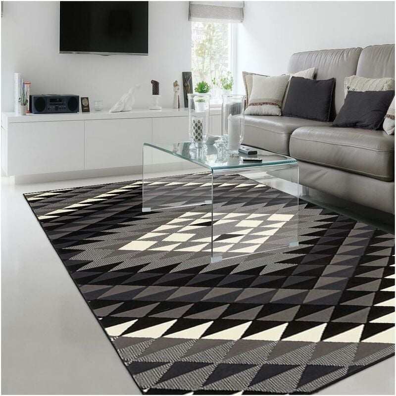 

diseño moderno alfombra 60x110 cm de entrada rectangular BC APACHE Negro adecuado para calefacción por suelo radiante - Noir