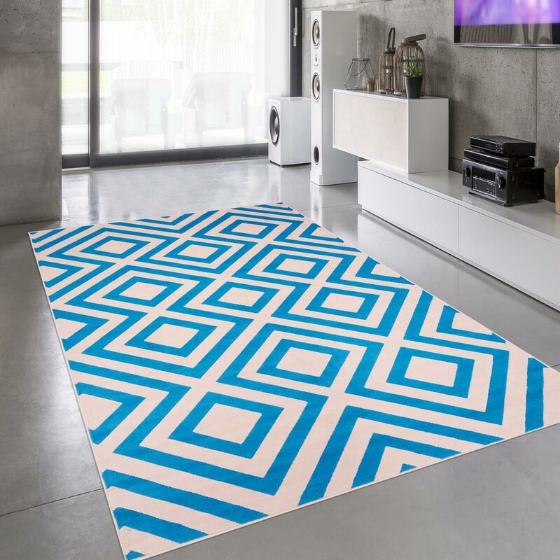 

diseño moderno alfombra 60x110 cm de entrada rectangular BC azul agradable adecuado para calefacción por suelo radiante - Bleu