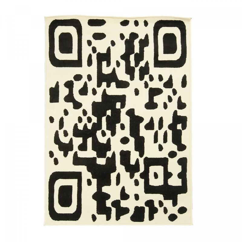 

diseño moderno alfombra 60x110 cm de entrada rectangular BC QR CODE Negro adecuado para calefacción por suelo radiante - Noir