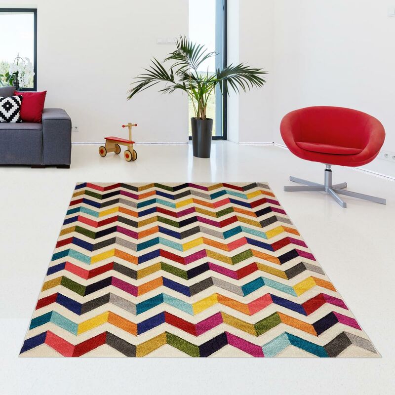 

diseño moderno alfombra 60x110 cm de entrada rectangular CHEVRON BOUTIK color adecuado para calefacción por suelo radiante - Multicolore