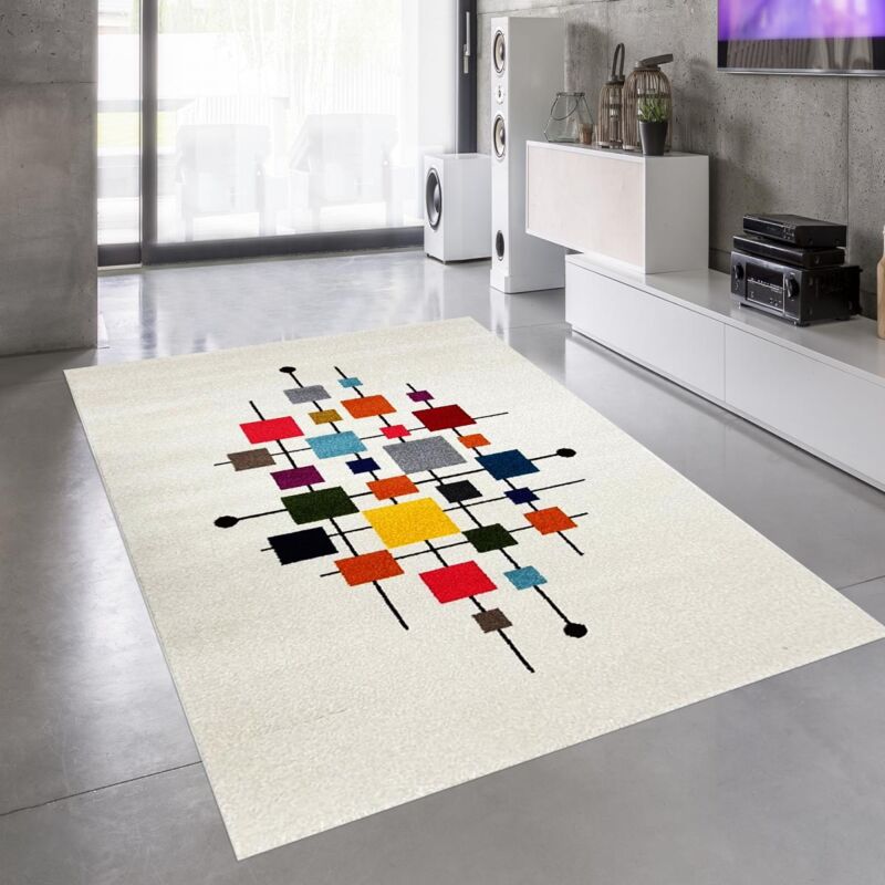 

Alfombra moderna convertida en polipropileno multicolor. - Multicolore