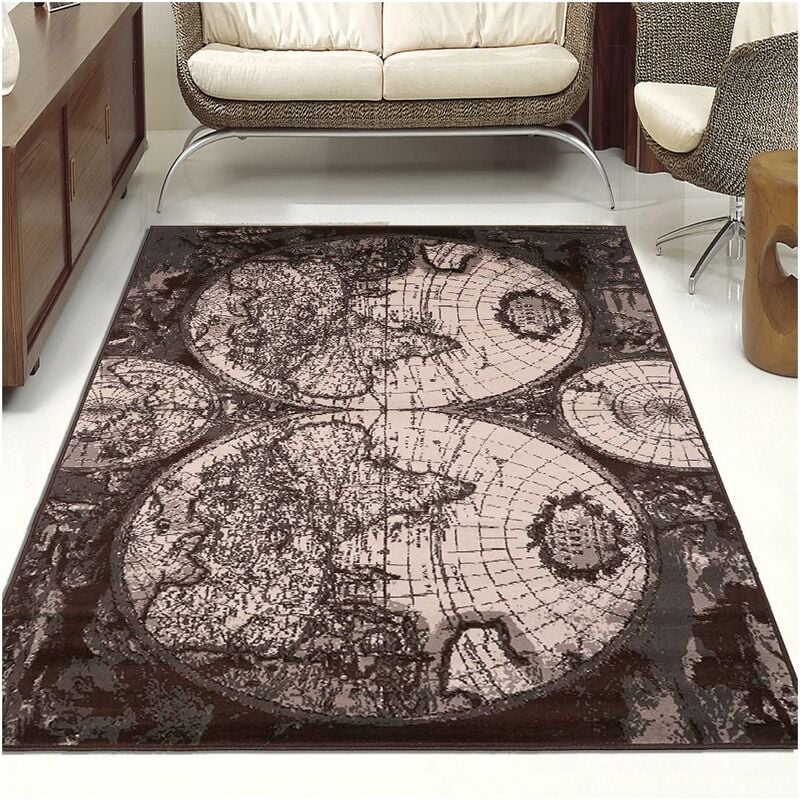 

diseño moderno alfombra 60x110 cm rectangular alrededor de AF EL MUNDO GLOBE Negro de entrada adecuado para calefacción por suelo radiante - Noir