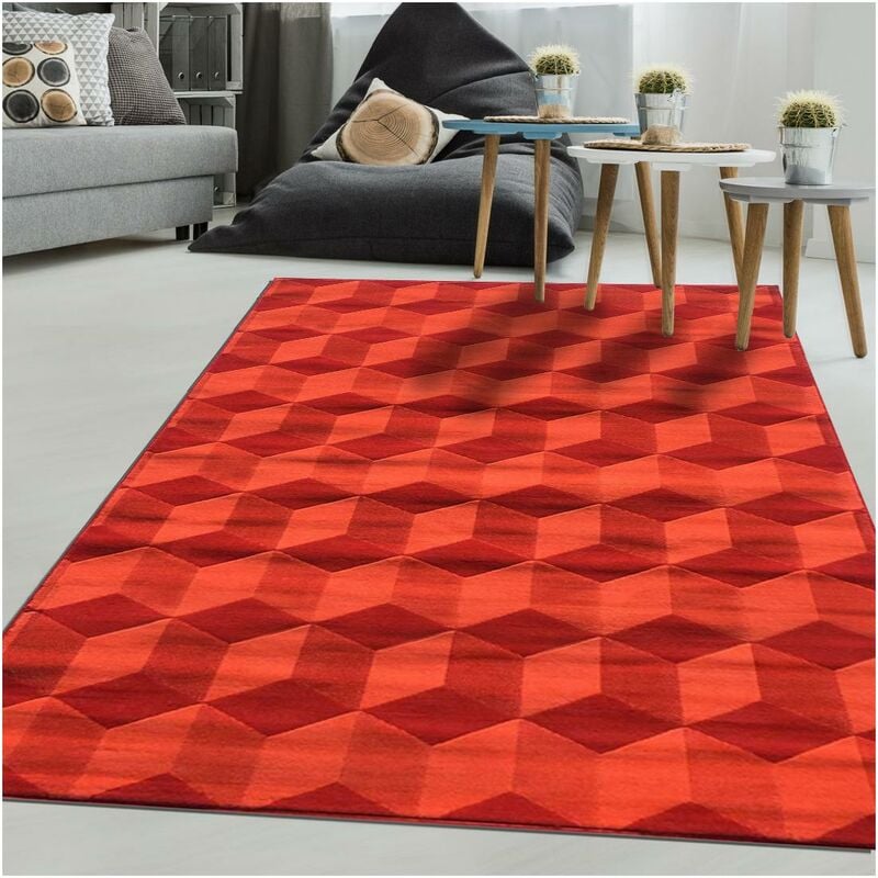 

diseño moderno alfombra 60x110 cm rectangular BC Cubika Entrada Rojo adecuado para calefacción por suelo radiante - Rouge