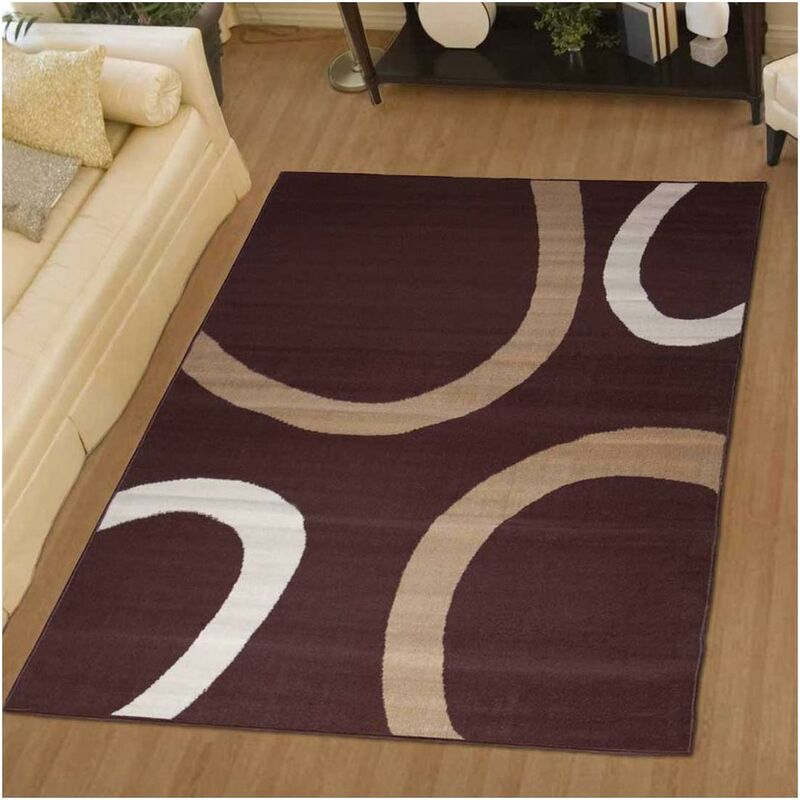 

diseño moderno alfombra 60x110 cm rectangular TEMPO Beige de entrada adecuado para calefacción por suelo radiante - Marron