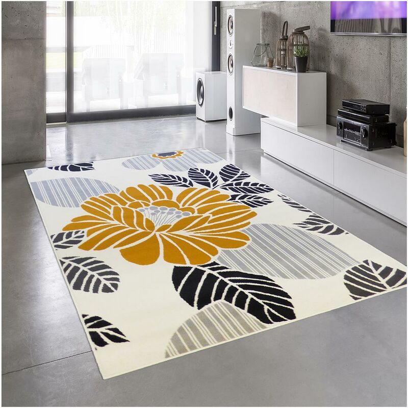 

Ecru Polypropylene Yellowflo Diseño Alfombra - Ecru