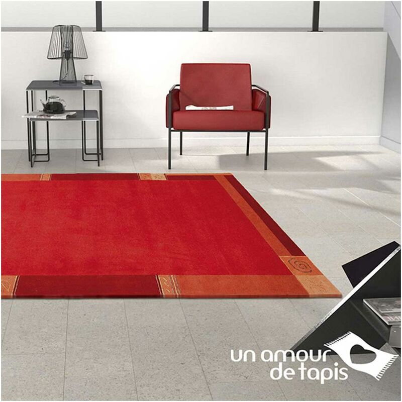 

diseño moderno alfombra 70x140 cm rectangular LIMANA Beige entrada de la mano anudada - Rouge