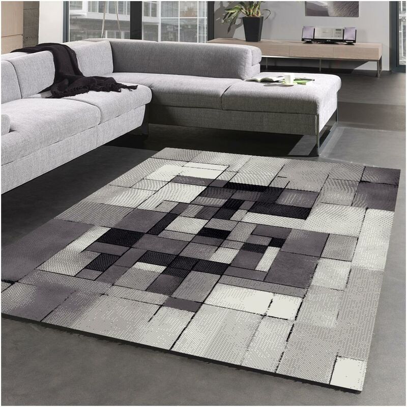 

diseño moderno alfombra 80x150 cm rectangular BELIS habitación 21042-95 Gris adecuado para calefacción por suelo radiante - Gris