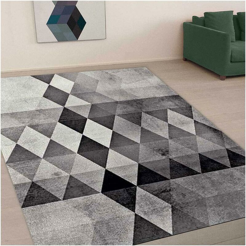 

diseño moderno alfombra 80x150 cm rectangular BELO 19 Habitación Gris adecuado para calefacción por suelo radiante - Gris