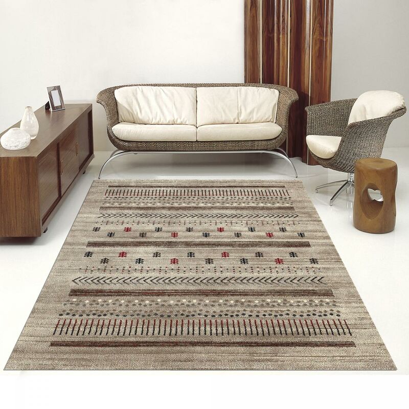 

diseño moderno alfombra 80x150 cm rectangular ETNO Triba multisala adecuado para calefacción por suelo radiante - Marron