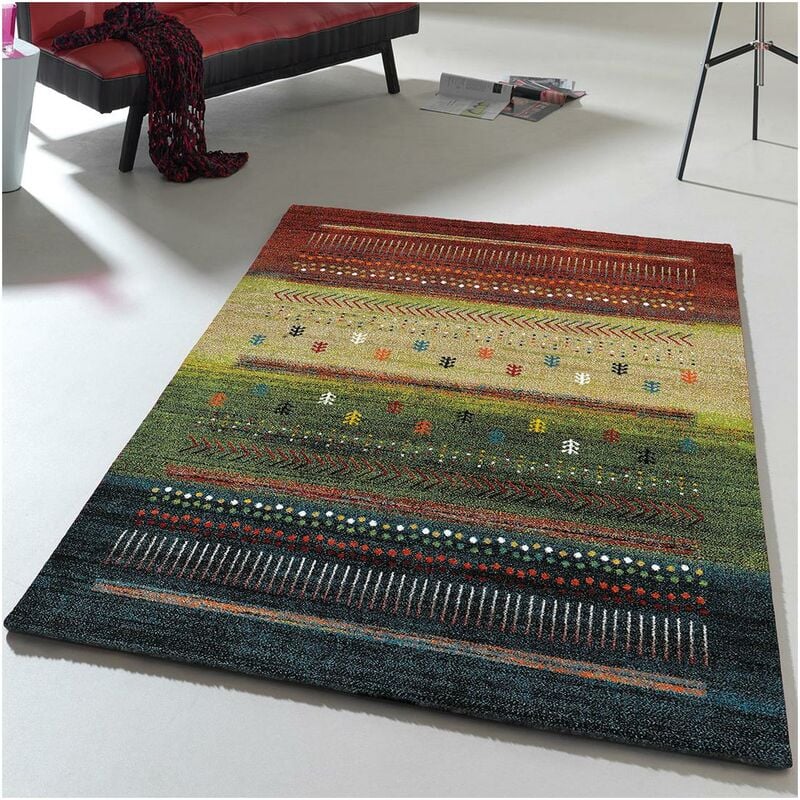 

diseño moderno alfombra 80x150 cm rectangular ETNO Triba multisala adecuado para calefacción por suelo radiante - Multicolore