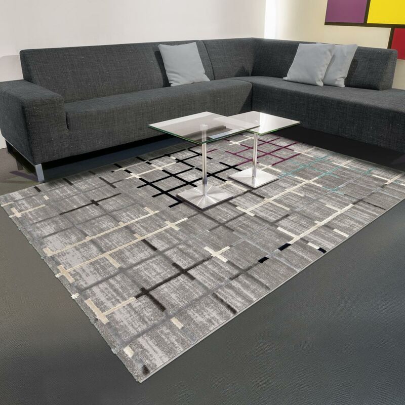 

diseño moderno alfombra 80x150 cm rectangular gris GRILLA entrada adecuado para calefacción por suelo radiante - Gris