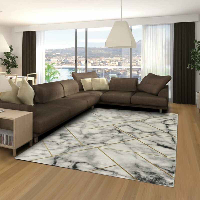 

Alfombra de diseño de marbli gris de polipropileno - Gris