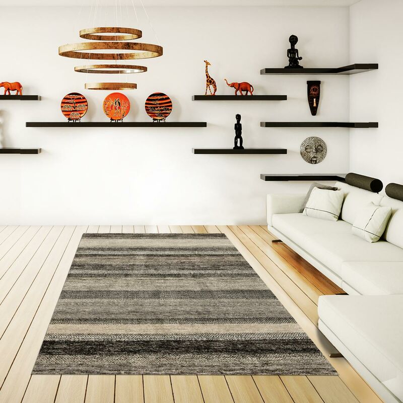

diseño moderno alfombra 80x150 cm rectangular gris RAYA entrada adecuado para calefacción por suelo radiante - Gris