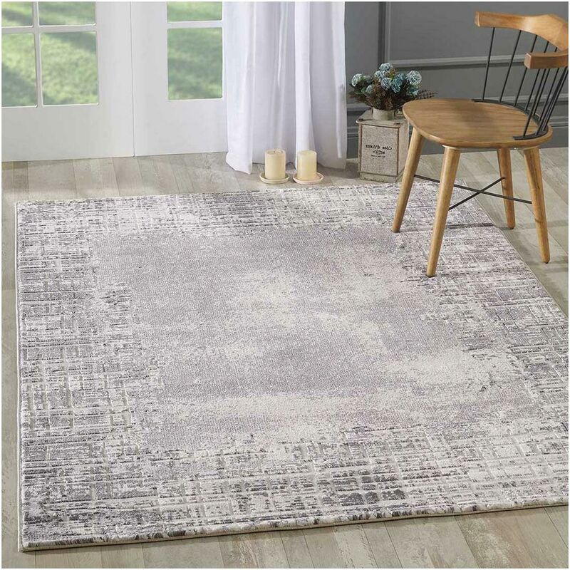 

diseño moderno alfombra 80x150 cm rectangular KHY RAMAS Cream Room adecuado para calefacción por suelo radiante - Gris