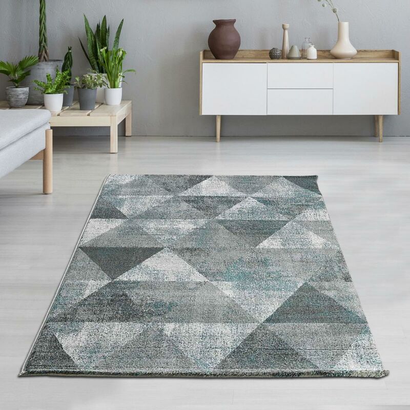 

diseño moderno alfombra 80x150 cm rectangular KVG BENTO Blue Room adecuado para calefacción por suelo radiante - Gris