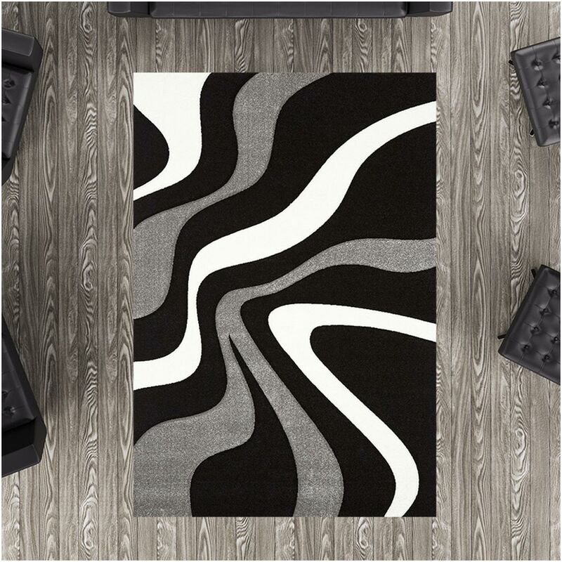 

diseño moderno de la manta 80x150 cm ondas rectangulares DIAMOND Red Room adecuados para calefacción por suelo radiante - Noir