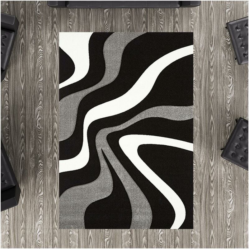 

diseño moderno de la manta 80x150 cm ondas rectangulares DIAMOND Red Room adecuados para calefacción por suelo radiante - Noir