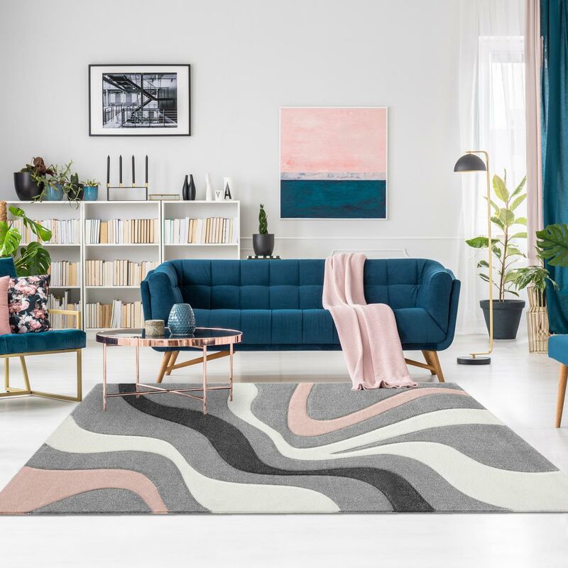 

diseño moderno de la manta 80x150 cm ondas rectangulares DIAMOND Red Room adecuados para calefacción por suelo radiante - Gris