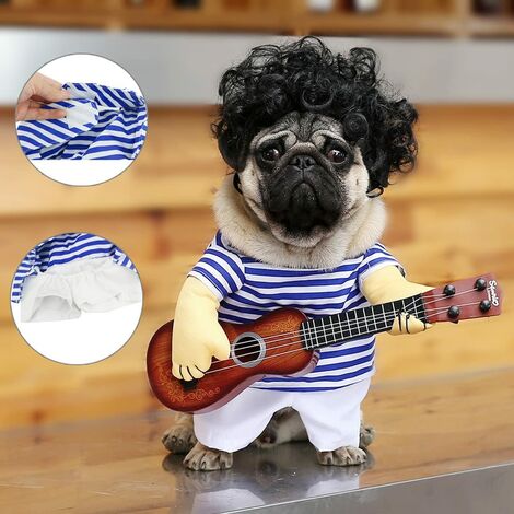 Guitarra divertida Disfraces para perros Ropa para mascotas Ropa para perros Disfraz Chihuahua Teddy Pug Fiesta de Navidad Disfraces de Traje (L)
