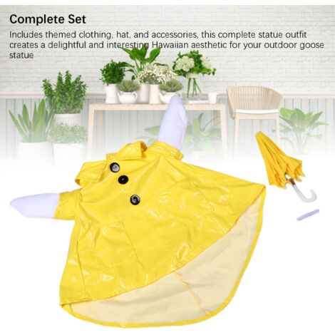 Disfraz de ganso [figura de ganso de 43 cm de altura] Conjunto hawaiano con ropa, sombrero y sombrilla hechos de tela de PVC para decoración de exteriores