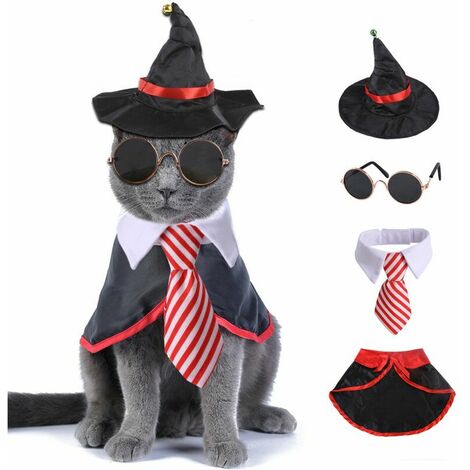 Disfraz de gato Ropa divertida para mascotas Camisa de cachorro Cosplay para perros pequeños Trajes de gatos Disfraz de gato de Halloween Ropa divertida para mascotas Capa de perro de Halloween con ga