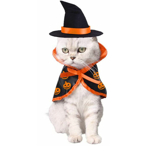 Disfraz de mago de mascota de gato de Halloween, ropa de disfraz de mascota para gatito cachorro para Halloween