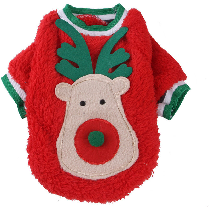 

Disfraz de Navidad para perros Ropa de Navidad para mascotas Ropa de alces para perros Ropa de lana de coral para perros,Rojo, 2XL