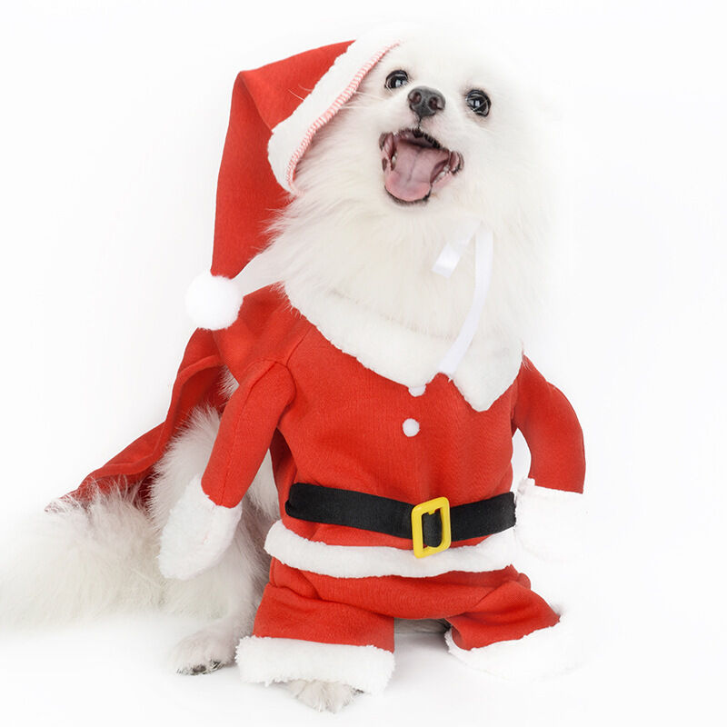 

Disfraz de Papá Noel Ropa para mascotas de Navidad para perros y gatos Ropa linda de Papá Noel, 2 piezas