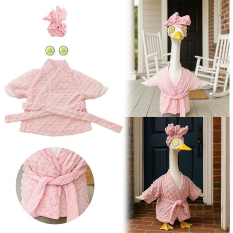 Disfraz decorativo de ganso rosa - Estatua de jardín de 58 cm, suave y afelpada con bufanda, ideal para decorar el porche o el jardín.