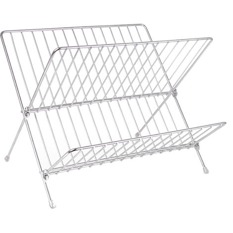 Dish Drainers Foldable X Shape 2 Tier Dish Drying Rack Dinner Plate Bowl Drying Holder Rack for Kitchen Counters