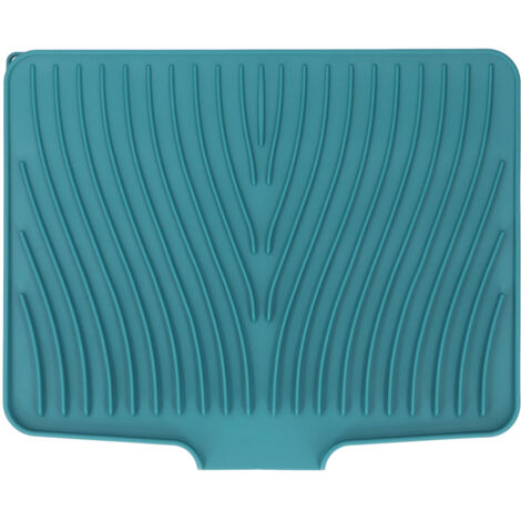 Dish Drying Mat Heat Resistant Prevent Slip Silicone Slope Dish Drying Pad with Drain Lip for Counter Dishes Vegetables Fruits Green