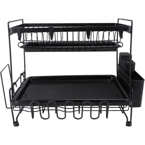 Dish Drying Rack 2 Layer Foldable Versatile Convenient Storage Dish Drainer Rack with Utensil Holder for Home