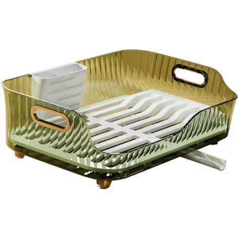 Dish Drying Rack Plastic Visualize Diversion Effluent Dish Diversion Rack for Chopsticks Bowl Plate Spoon Transparent Green