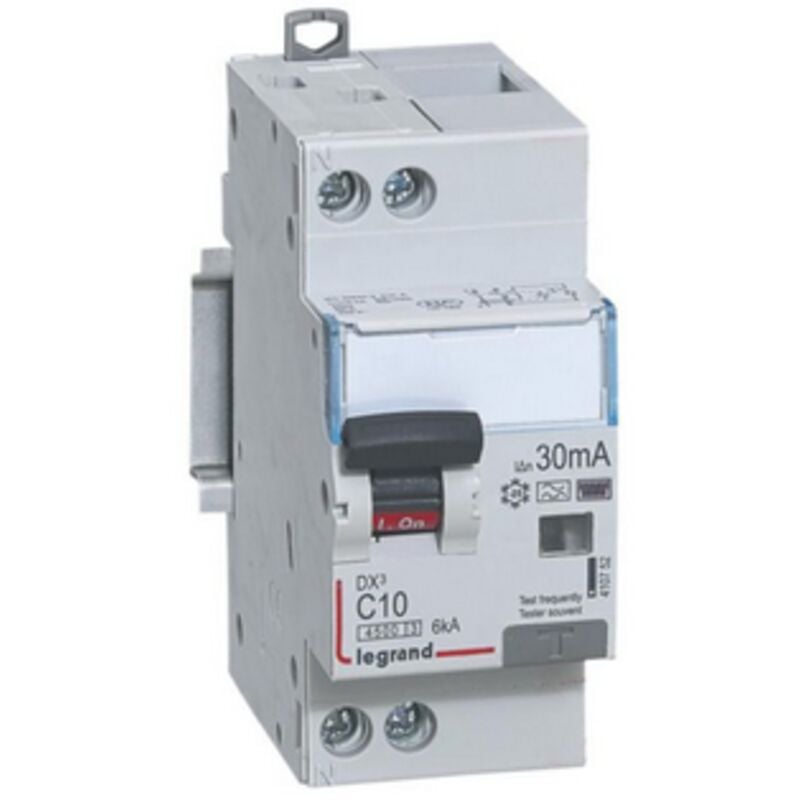 Disjoncteur differentiel DX3 vis/vis u+n 230V 10A type hpi 30MA 6KA courbe c 2 modules Legrand 410752