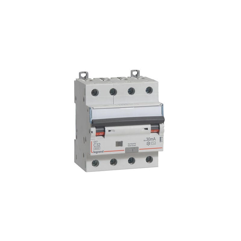 Disjoncteur différentiel monobloc DX³6000 10kA arrivée haute et départ bas à vis 4P 400V - 32A - typeAC 30mA - 411189 Legrand