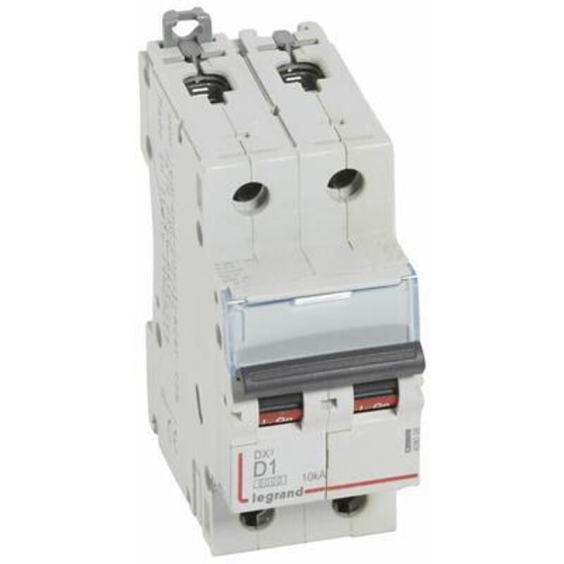 Disjoncteur DX³6000 10kA arrivée haute et départ bas à vis 2P 230V à 400V - 1A - courbe D - 2 modules - 408008 - LEGRAND