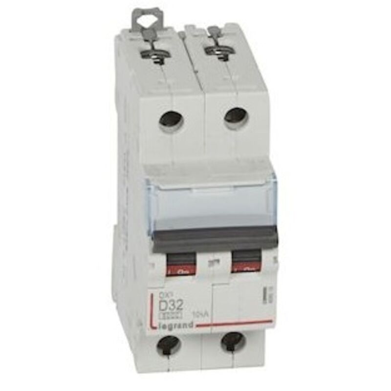 Disjoncteur DX³6000 10kA arrivée haute et départ bas à vis 2 Pôles 400V 32A courbe d 2 modules Legrand 408018