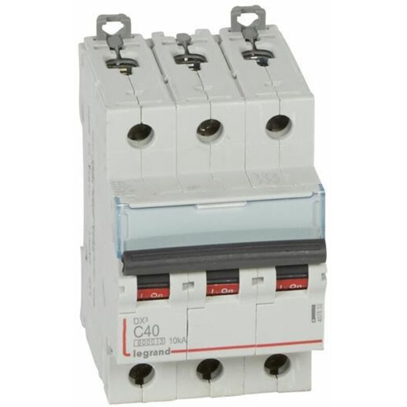 Disjoncteur DX³6000 10kA arrivée haute et départ bas à vis 3P 400V - 40A - courbe c - pour peigne HX³ traditionnel Legrand