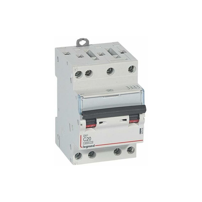 Disjoncteur DX³6000 10kA arrivée haute et départ bas à vis 4P 400V - 20A - courbe c - pour peigne HX³ optimisé - Legrand