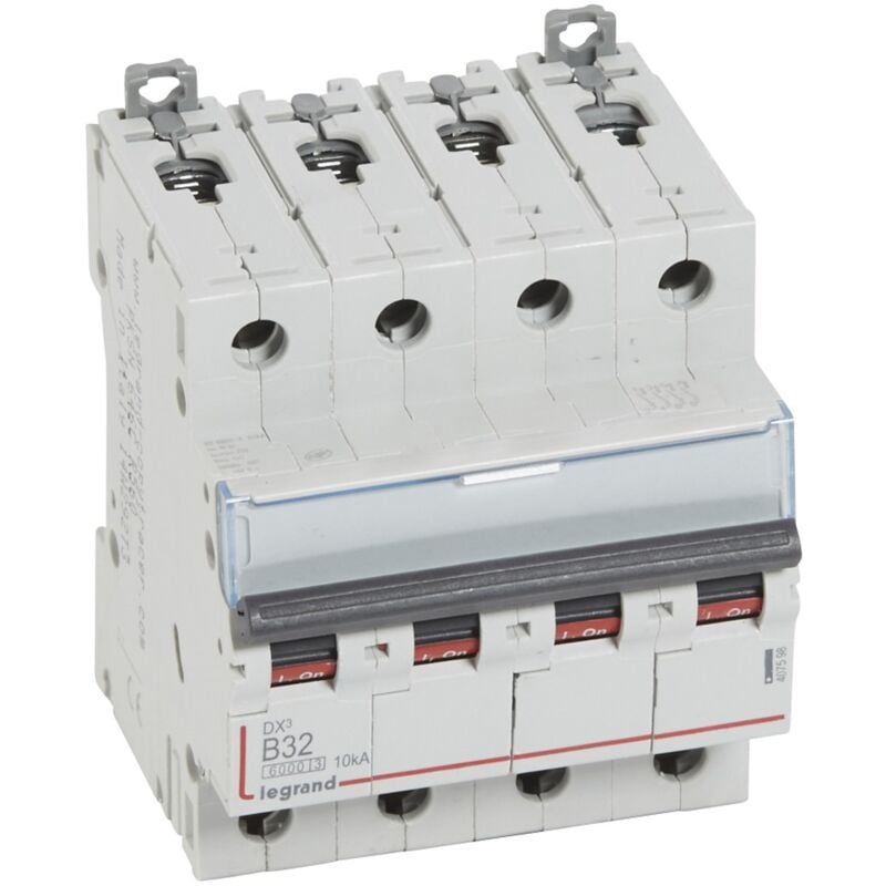 Disjoncteur DX3 10kA à vis 4 Pôles 400V 32A courbe b 4 modules Legrand 407598