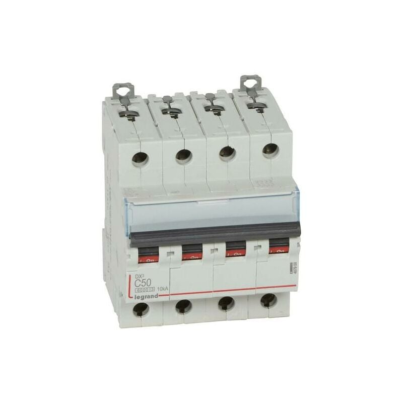 Disjoncteur DX³6000 10kA arrivée haute et départ bas à vis 4P 400V - 50A - courbe c - pour peigne HX³ traditionnel - Legrand