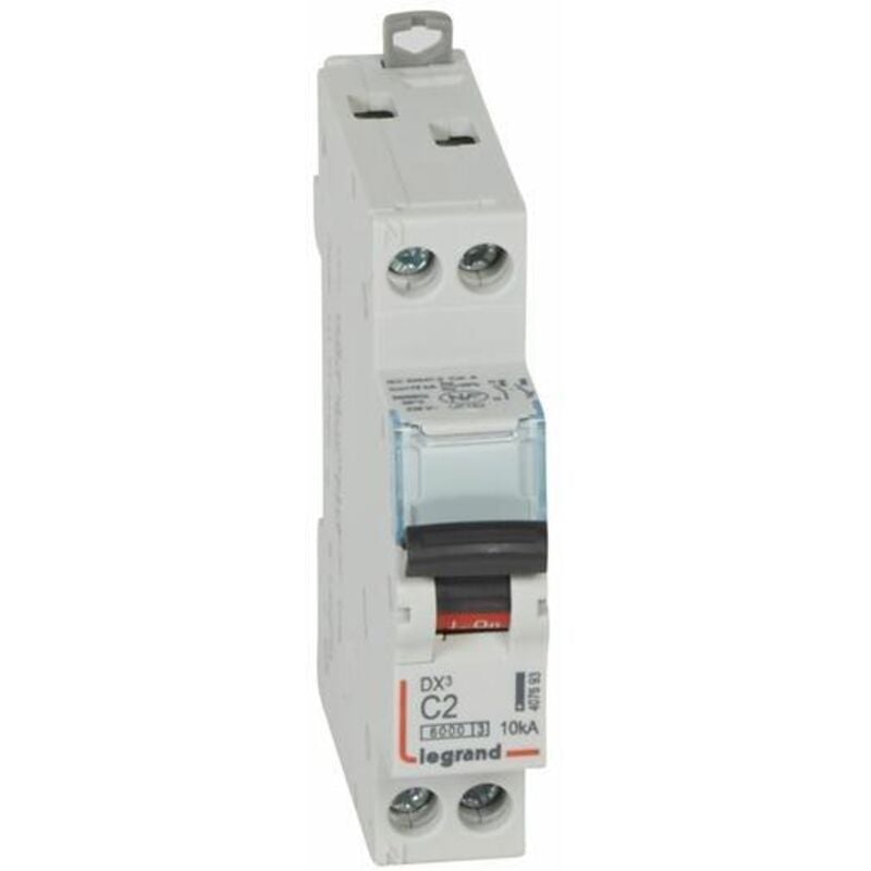 Disjoncteur DX³6000 10kA arrivée haute et départ bas à vis u+n 230V - 2A - courbe c - 1 module Legrand