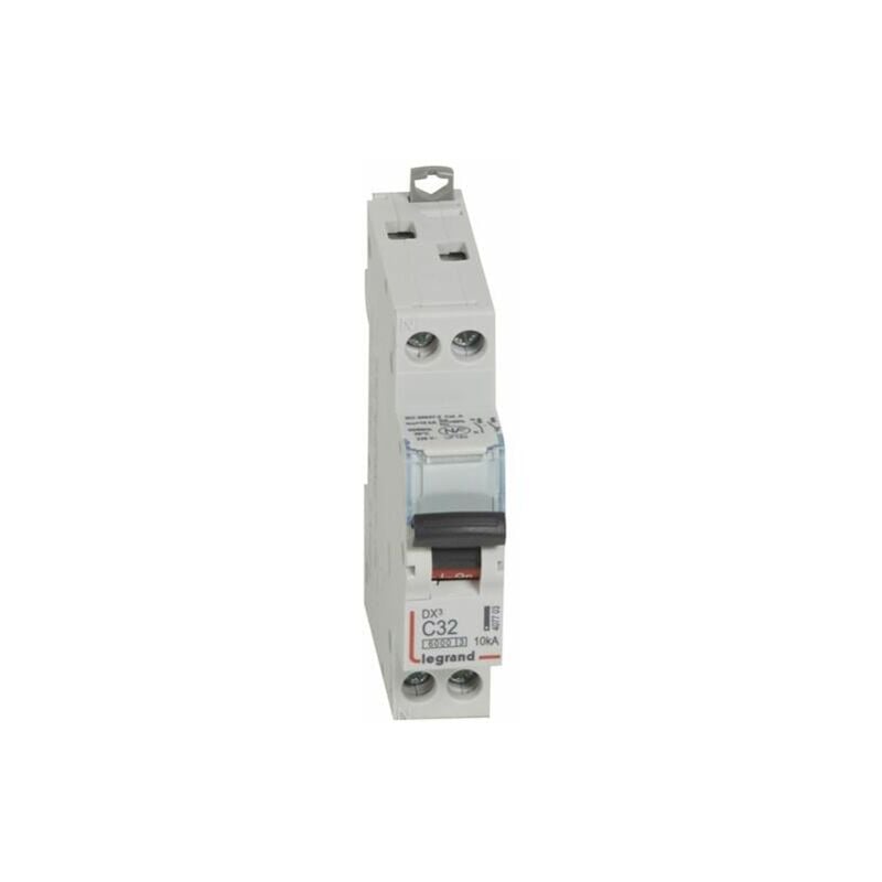 Disjoncteur DX³6000 10kA arrivée haute et départ bas à vis u+n 230V - 32A - courbe c - 1 module Legrand