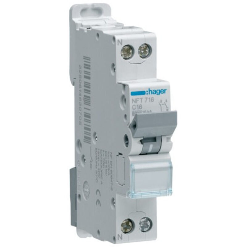 Hager NFT732 Disjoncteur modulaire 1P plus N 6 10kA C 32A 1m