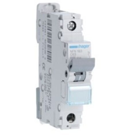 Disjoncteur 1 Pôle 10kA courbe C 63A 1 module HAGER NFN163