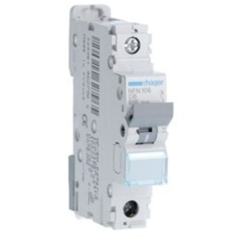 Disjoncteur 1 Pôle 6-10kA courbe C 6A 1 module HAGER NFN106