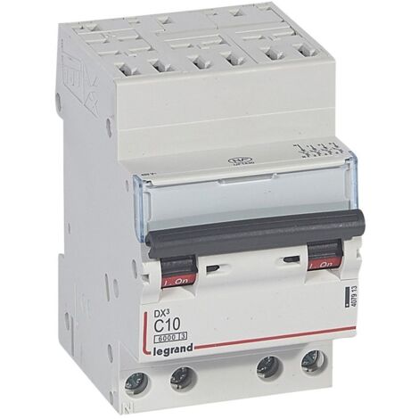 disjoncteur 10a 10ka courbe c tétrapolaire legrand dx3 auto / vis - 3 modules