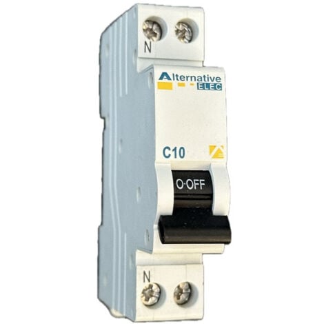 Disjoncteur 10A 1P+N courbe C 3kA bornes vis normes NF ALTERNATIVE ELEC AE12010