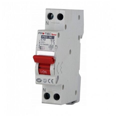 Disjoncteur 10A 1P+N courbe C 3kA norme NF raccordement vis (THOMSON) PROTEC PRD3KC10